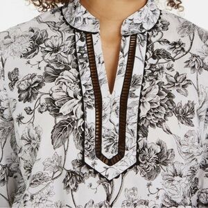 Floral Black and White Blouse